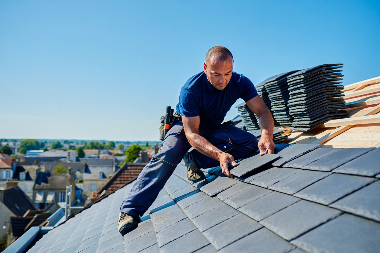 Installation d'une nouvelle toiture en tuiles dans l'Essonne par notre équipe de couvreurs